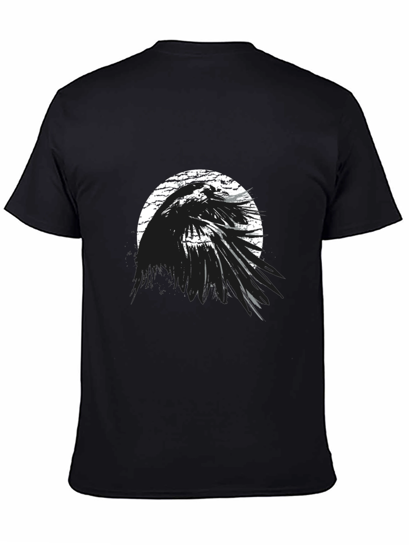 Camiseta Negra Cuervo Abstracto Estilo Grunge