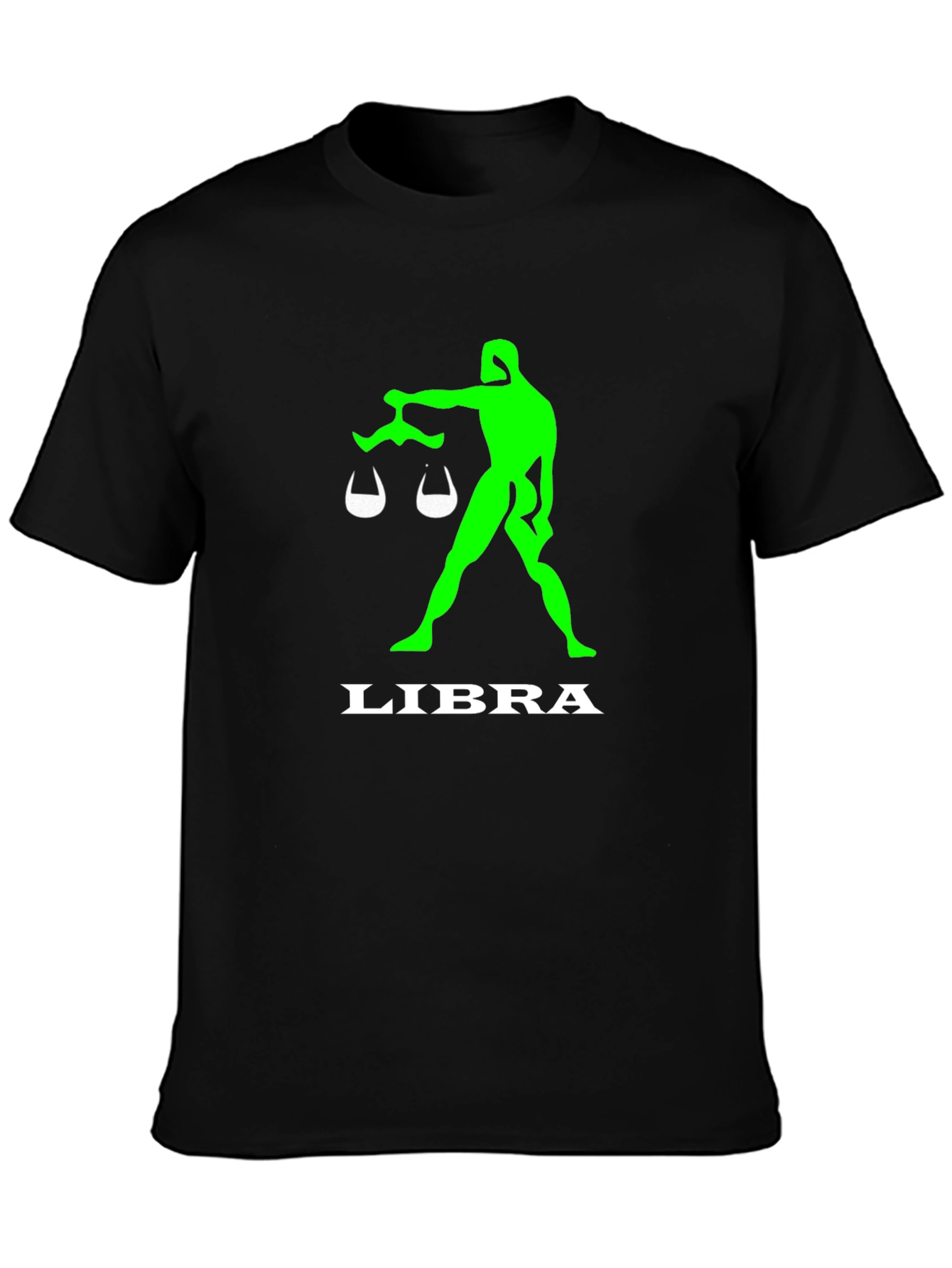 Camiseta Negra Libra Signo Zodiacal Verde