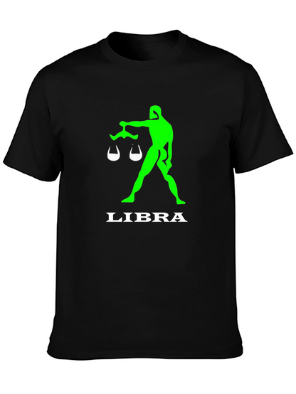 Camiseta Negra Libra Signo Zodiacal Verde