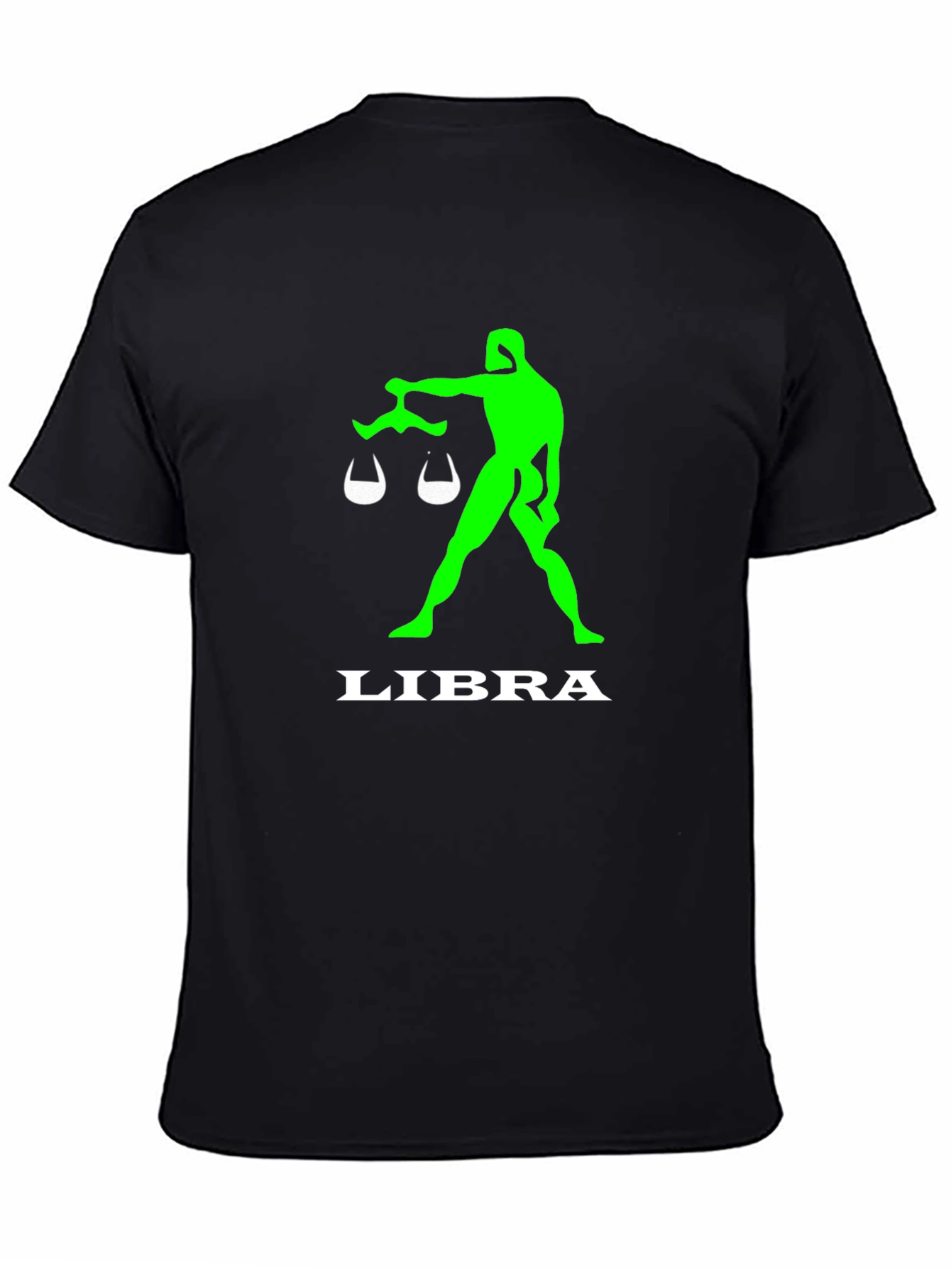 Camiseta Negra Libra Signo Zodiacal Verde