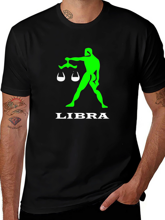 Camiseta Negra Libra Signo Zodiacal Verde