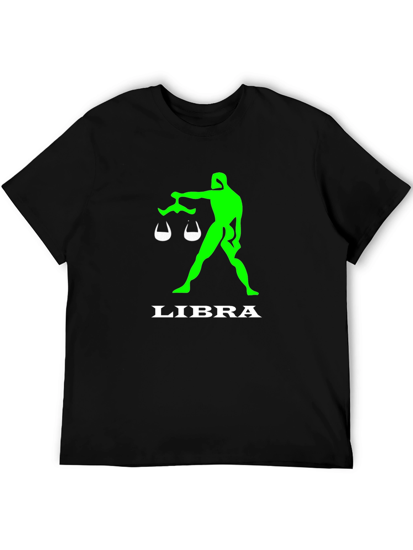 Camiseta Negra Libra Signo Zodiacal Verde