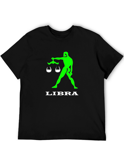 Camiseta Negra Libra Signo Zodiacal Verde
