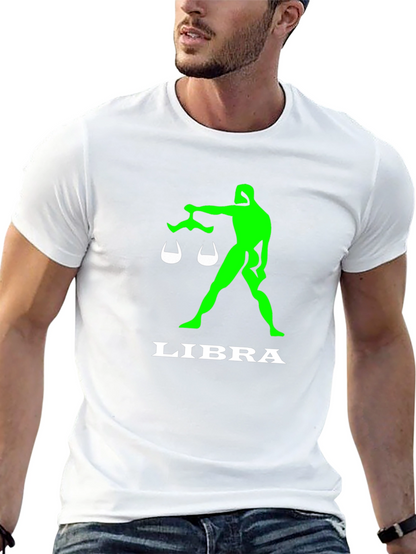 Camiseta Negra Libra Signo Zodiacal Verde