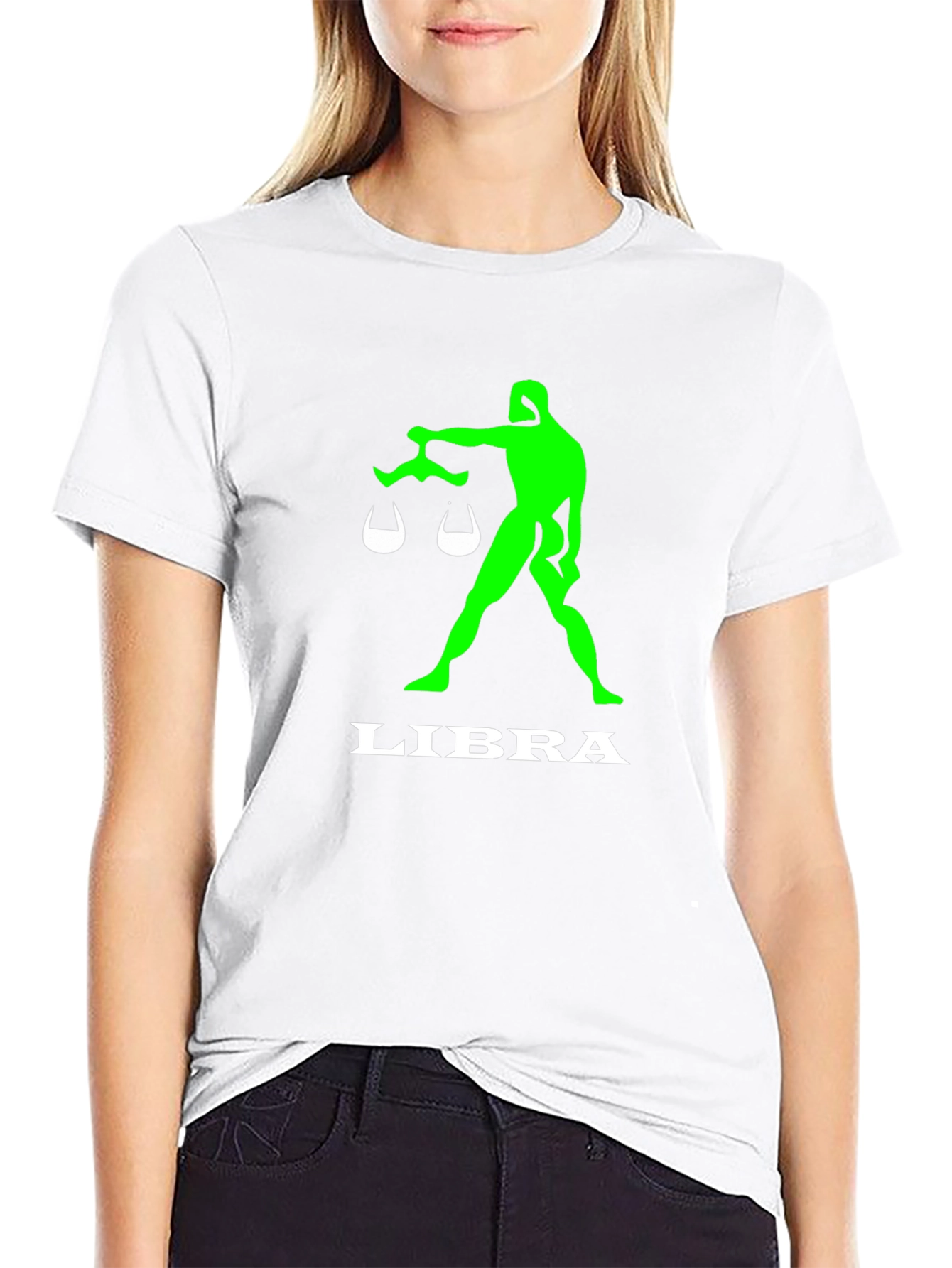Camiseta Negra Libra Signo Zodiacal Verde