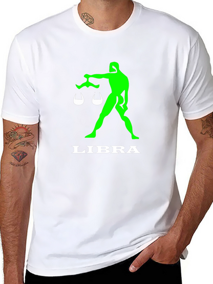 Camiseta Negra Libra Signo Zodiacal Verde