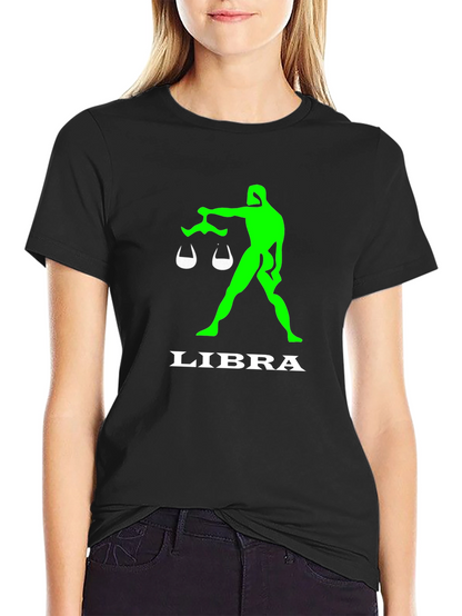Camiseta Negra Libra Signo Zodiacal Verde