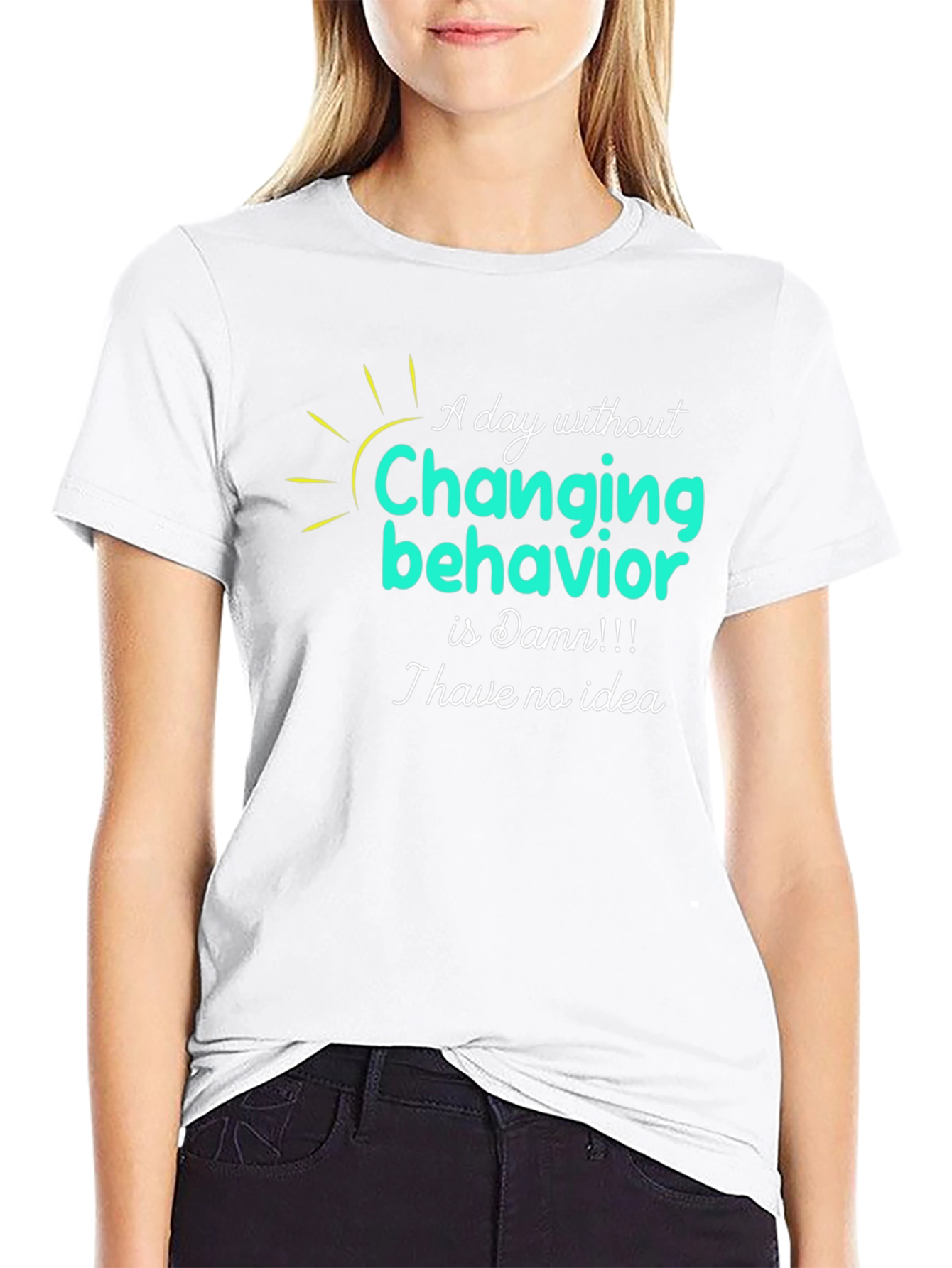 Camiseta Negra con Diseño Gráfico Changing Behavior