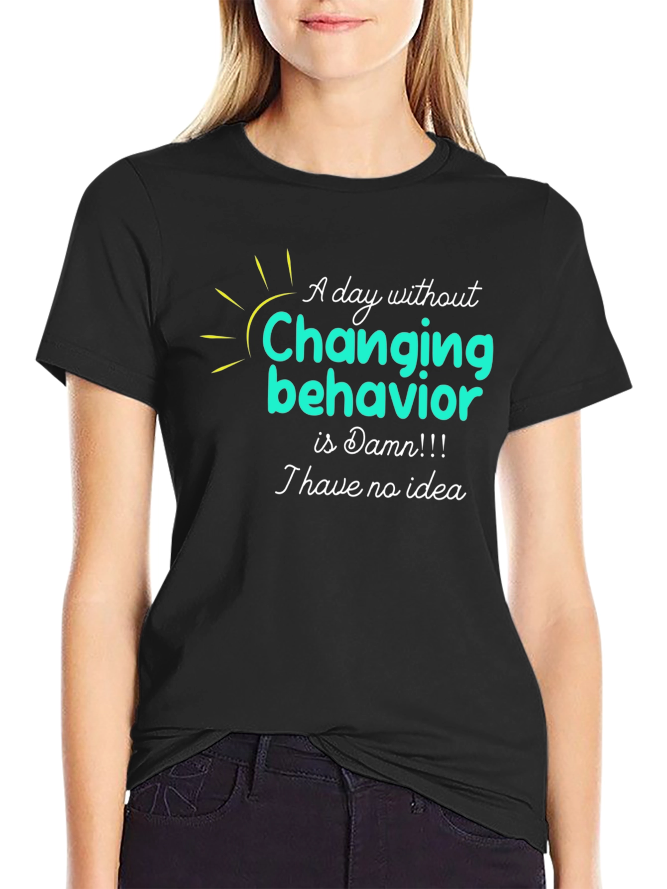 Camiseta Negra con Diseño Gráfico Changing Behavior