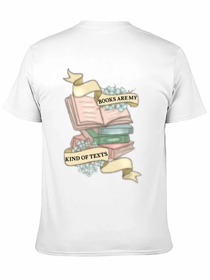 Camiseta Negra con Diseño de Libros y Frase Literaria