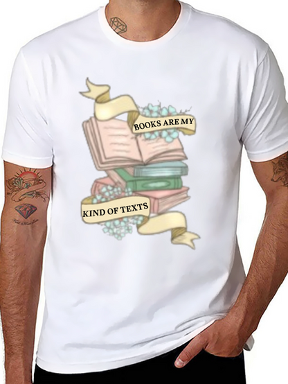 Camiseta Negra con Diseño de Libros y Frase Literaria