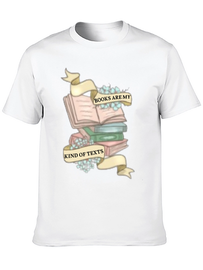 Camiseta Negra con Diseño de Libros y Frase Literaria