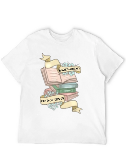 Camiseta Negra con Diseño de Libros y Frase Literaria