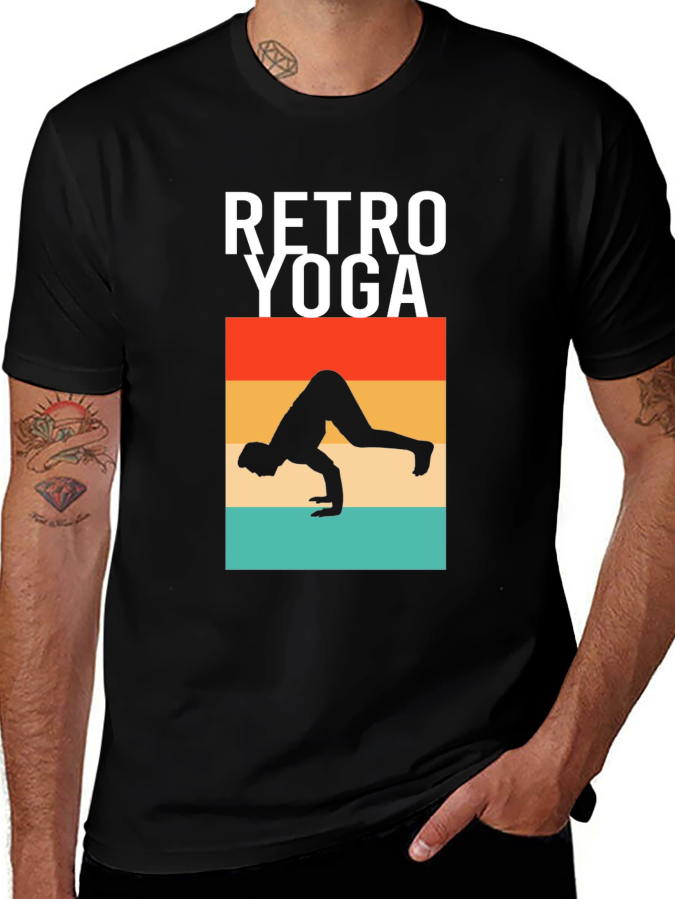 Camiseta Retro Yoga Hombre Algodón