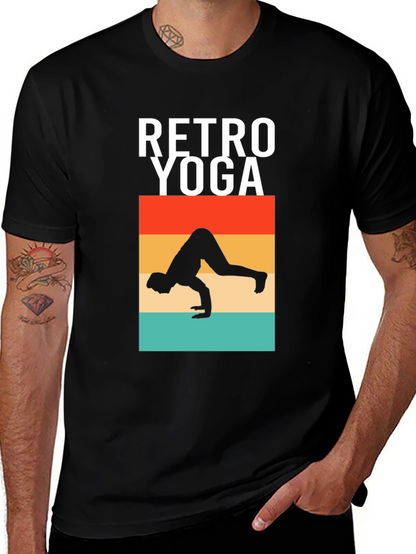 Camiseta Retro Yoga Hombre Algodón