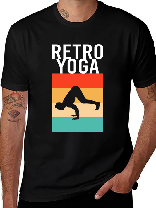 Camiseta Retro Yoga Hombre Algodón