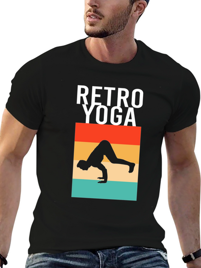 Camiseta Retro Yoga Hombre Algodón