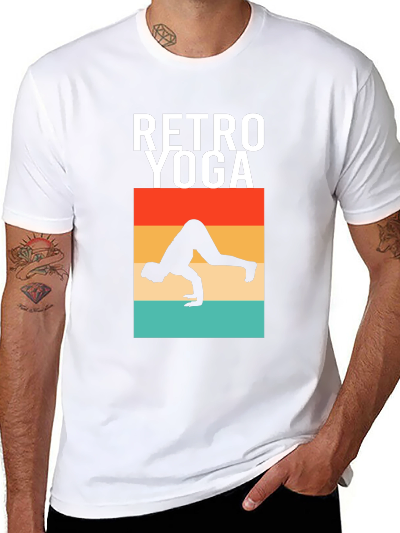 Camiseta Retro Yoga Hombre Algodón