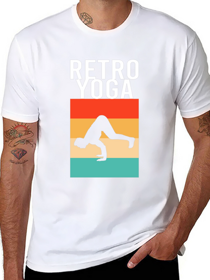 Camiseta Retro Yoga Hombre Algodón