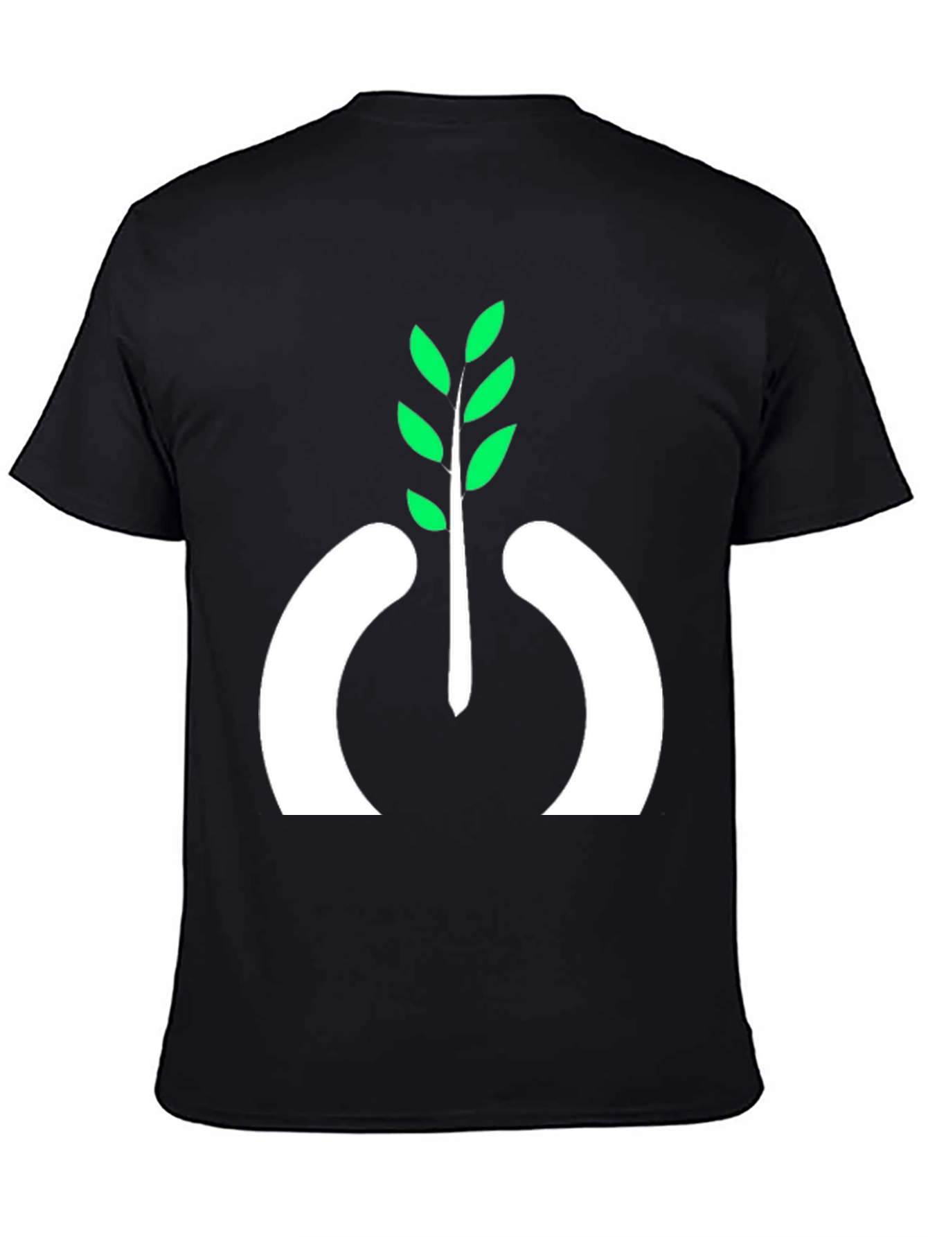 Camiseta Negra con Diseño de Planta Abstracta