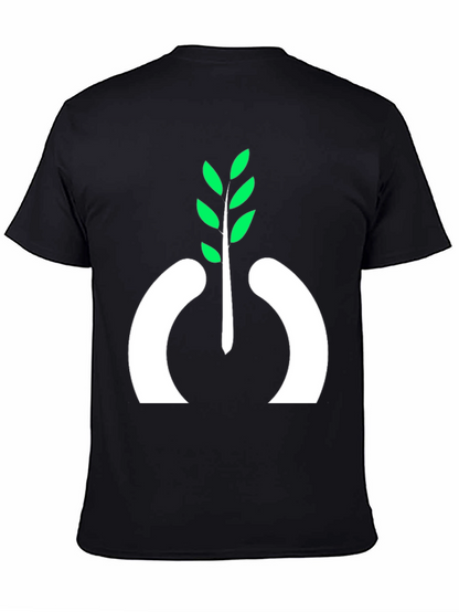 Camiseta Negra con Diseño de Planta Abstracta