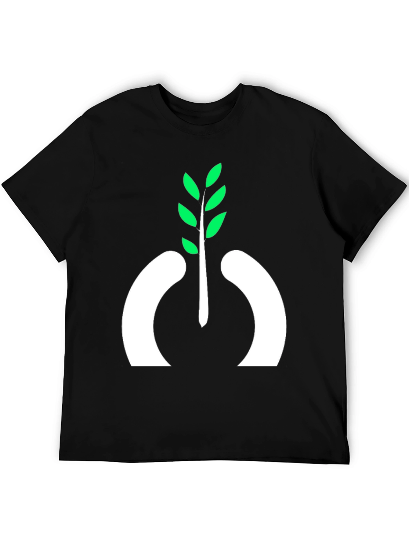 Camiseta Negra con Diseño de Planta Abstracta