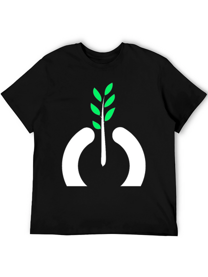 Camiseta Negra con Diseño de Planta Abstracta