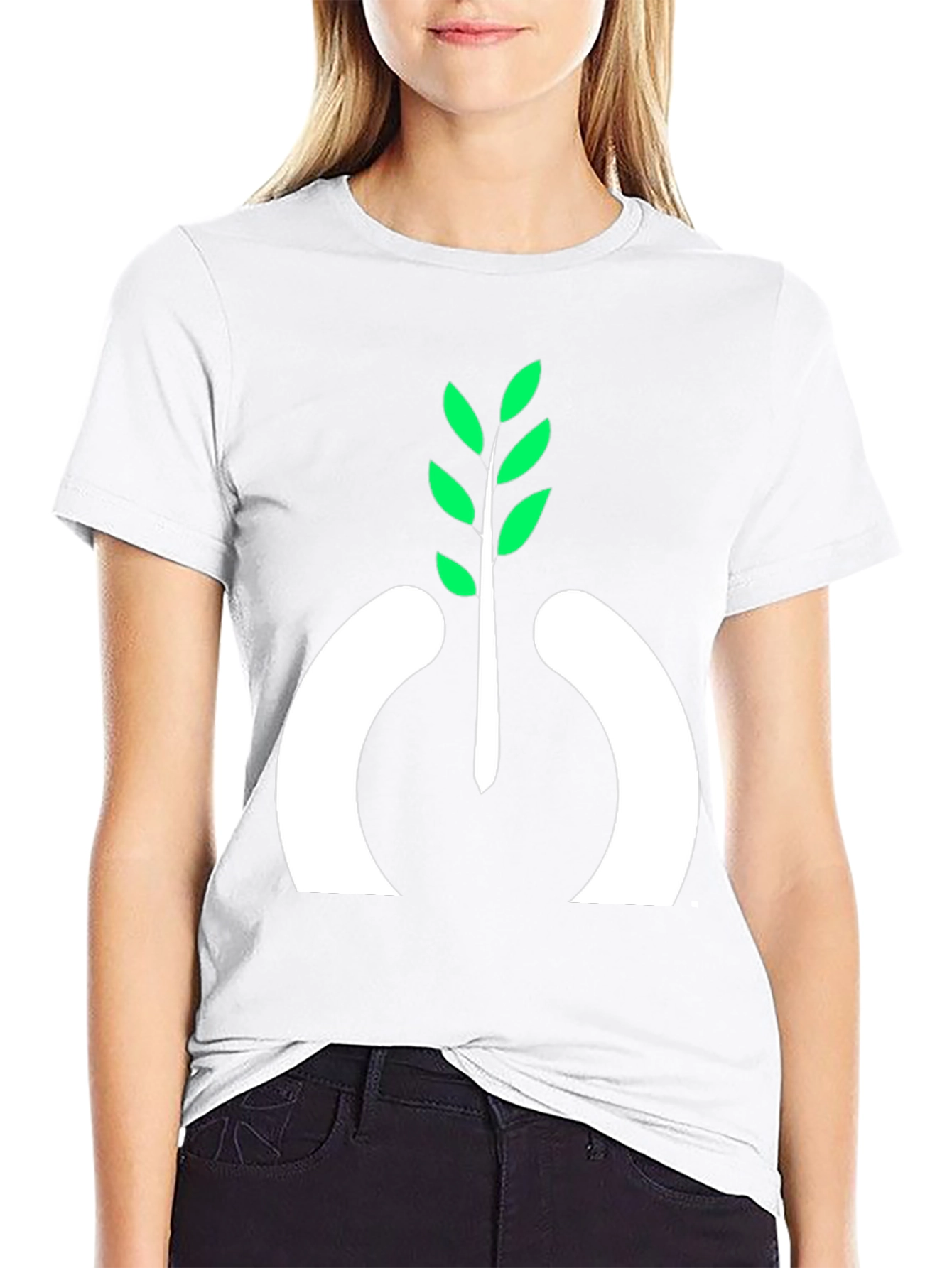 Camiseta Negra con Diseño de Planta Abstracta