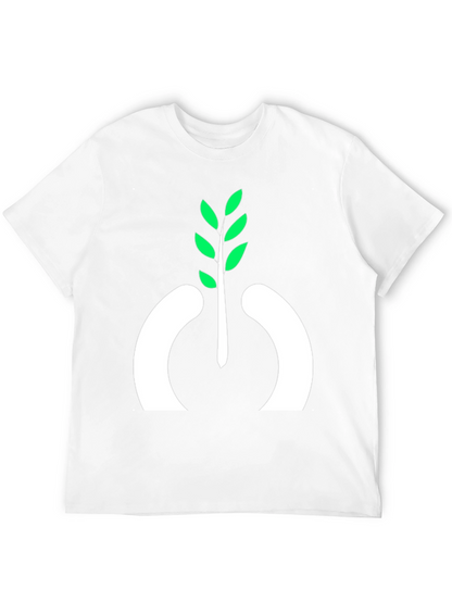 Camiseta Negra con Diseño de Planta Abstracta