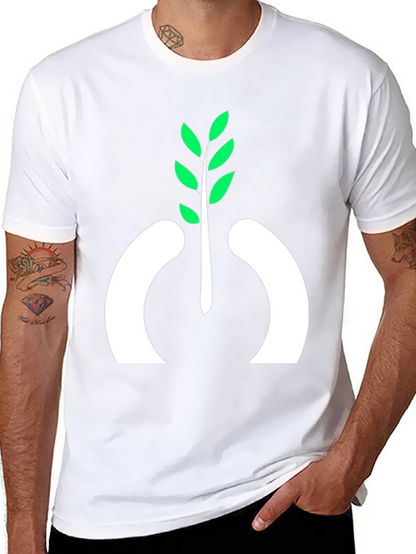 Camiseta Negra con Diseño de Planta Abstracta