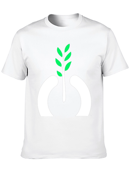 Camiseta Negra con Diseño de Planta Abstracta