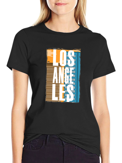 Camiseta Negra Estampado Los Ángeles