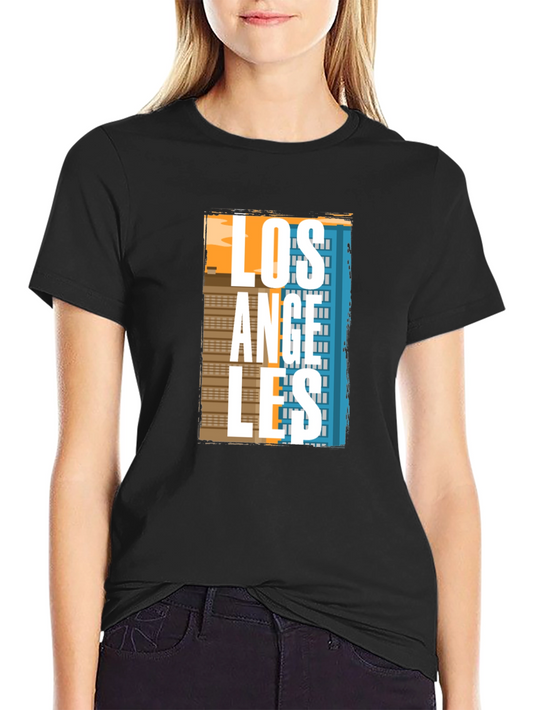 Camiseta Negra Estampado Los Ángeles