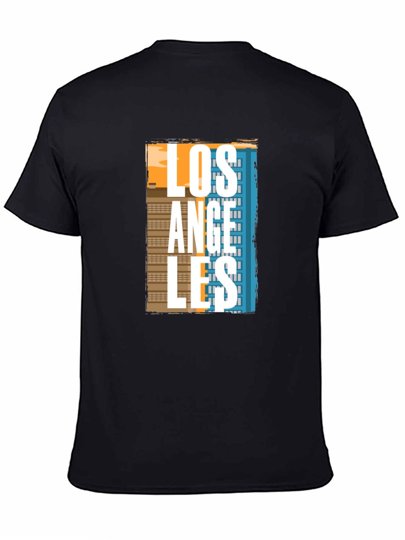 Camiseta Negra Estampado Los Ángeles