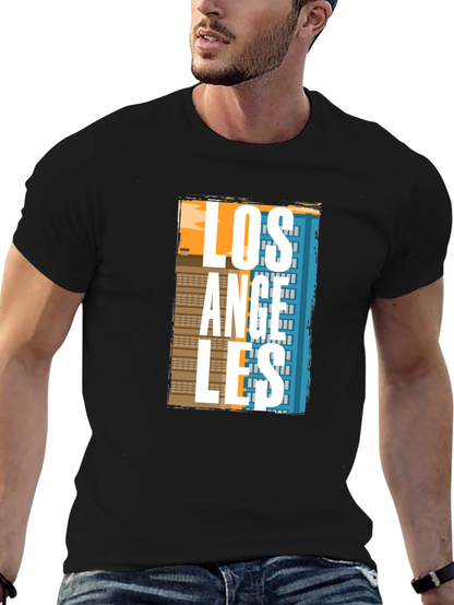 Camiseta Negra Estampado Los Ángeles