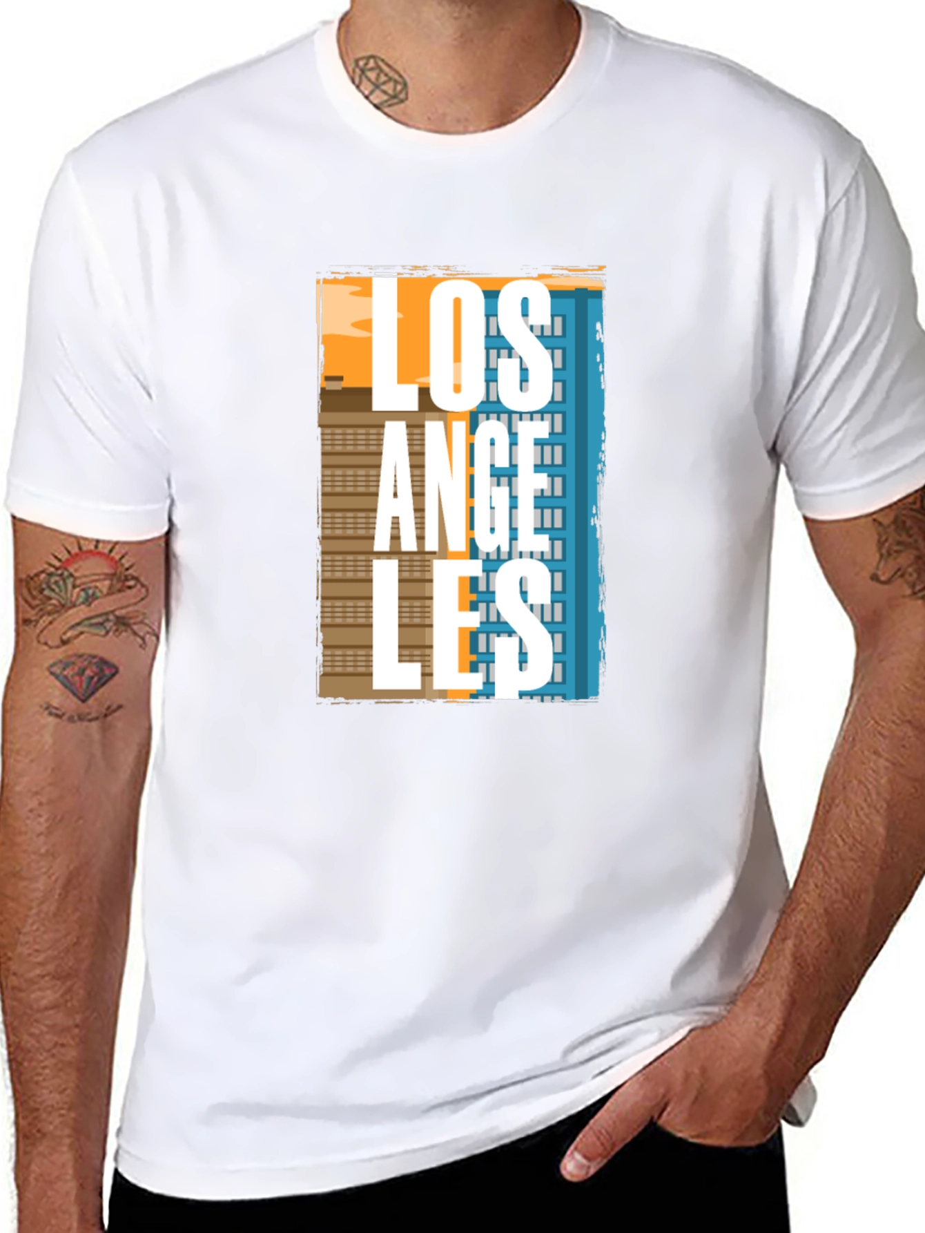 Camiseta Negra Estampado Los Ángeles