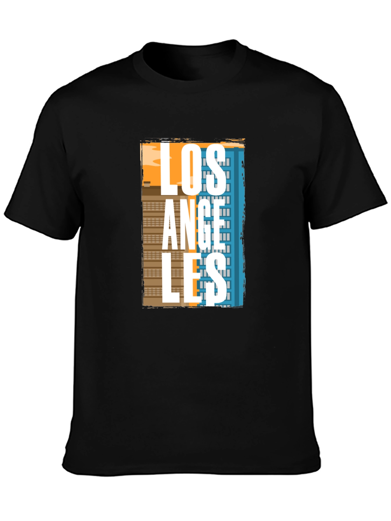 Camiseta Negra Estampado Los Ángeles