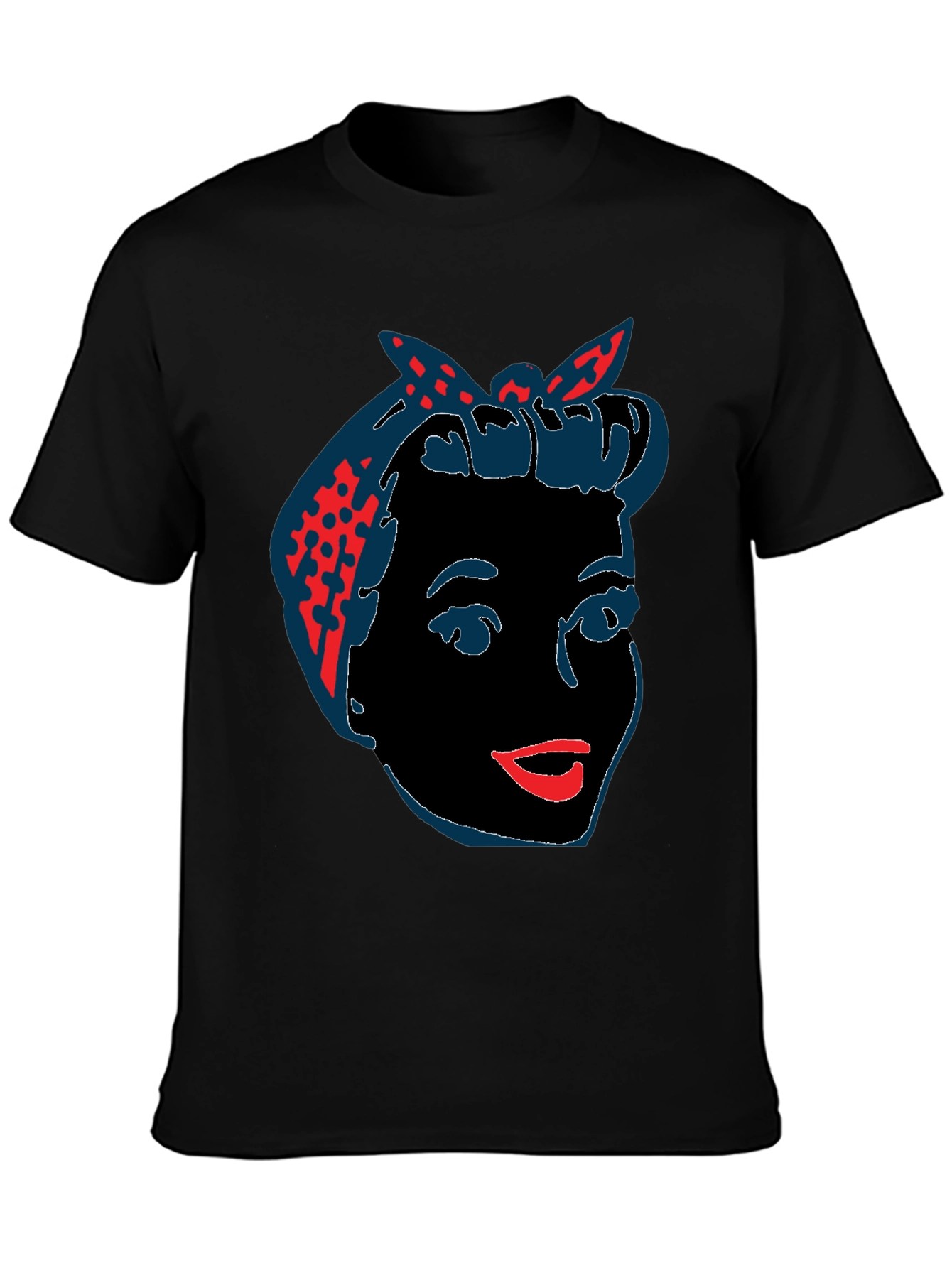 Camiseta Negra con Diseño Retro de Mujer