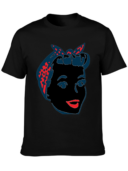 Camiseta Negra con Diseño Retro de Mujer