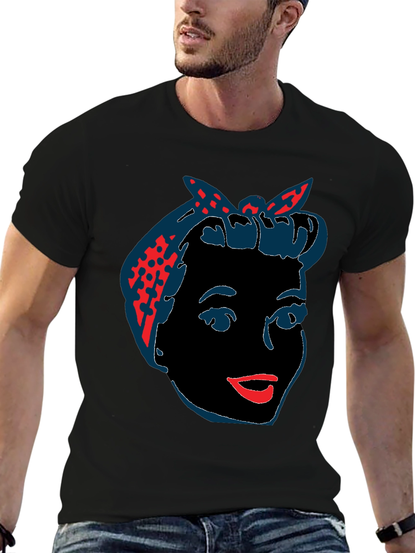 Camiseta Negra con Diseño Retro de Mujer
