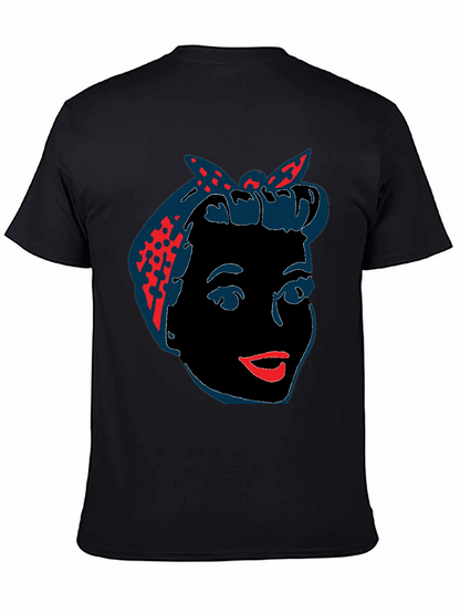 Camiseta Negra con Diseño Retro de Mujer