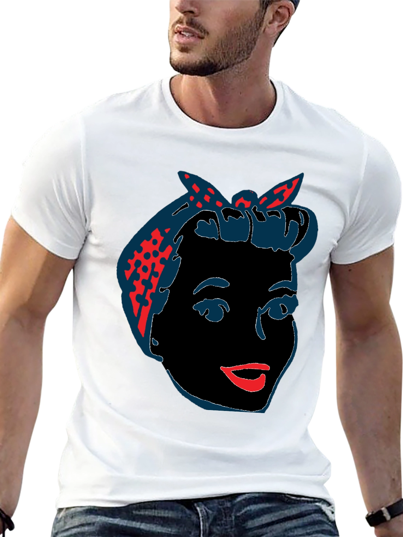 Camiseta Negra con Diseño Retro de Mujer