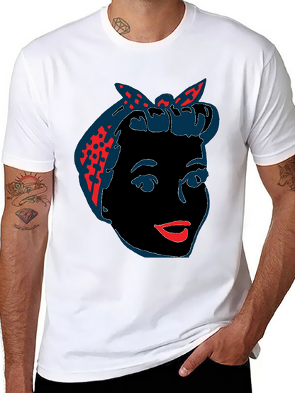 Camiseta Negra con Diseño Retro de Mujer