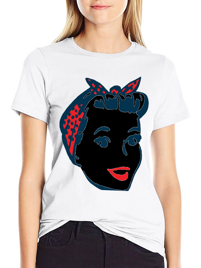 Camiseta Negra con Diseño Retro de Mujer