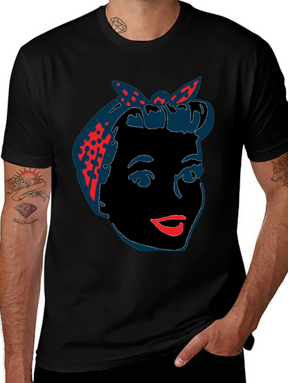 Camiseta Negra con Diseño Retro de Mujer