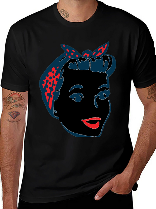 Camiseta Negra con Diseño Retro de Mujer