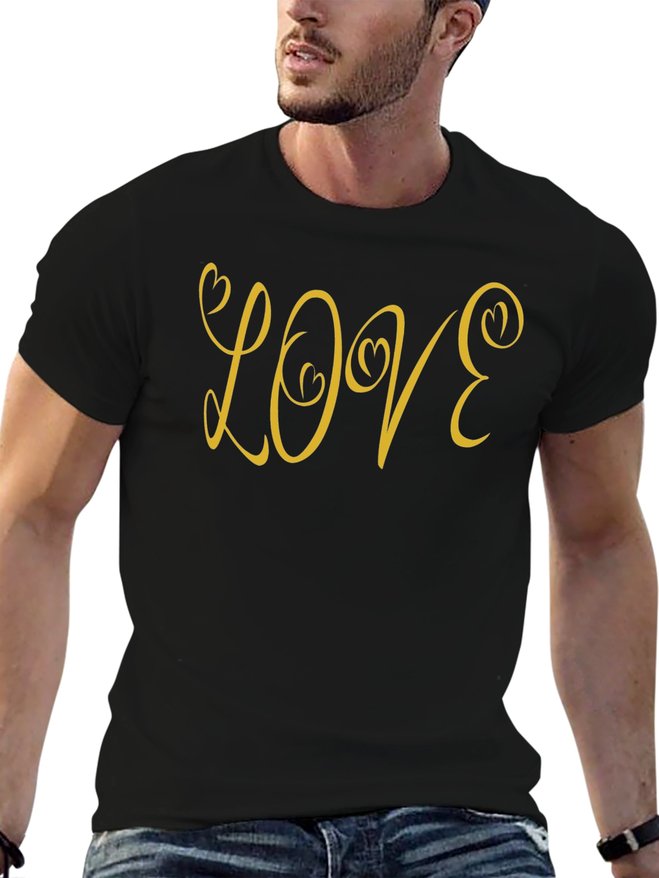Camiseta Negra Love con Diseño Corazón
