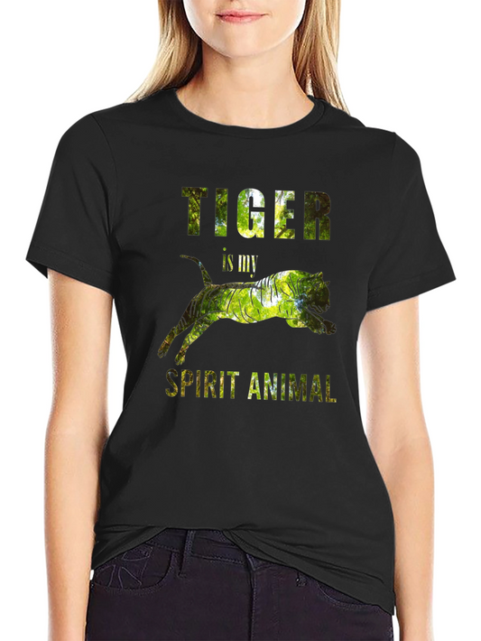 Camiseta Negra con Diseño de Tigre - Animal Espiritual