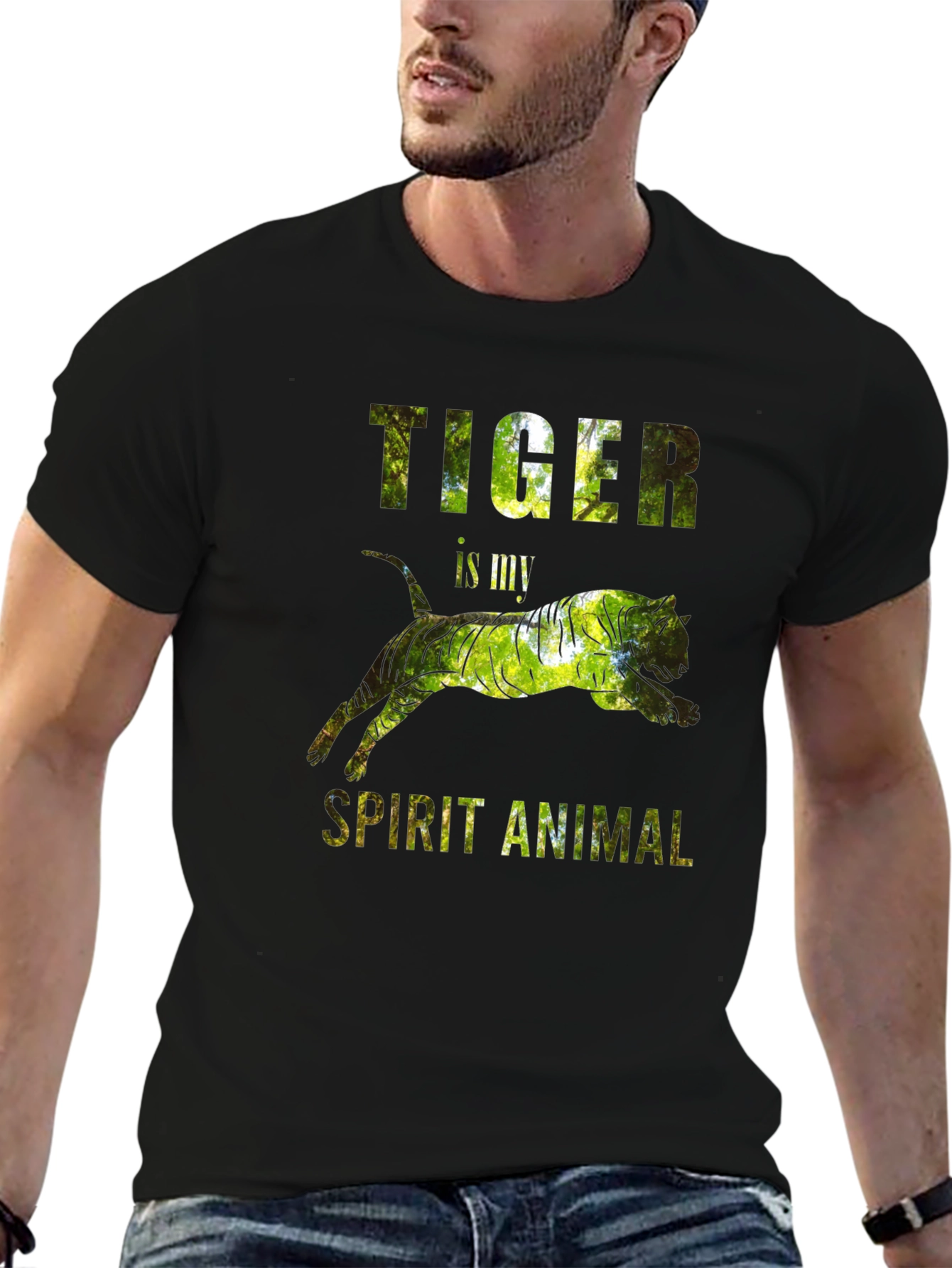Camiseta Negra con Diseño de Tigre - Animal Espiritual