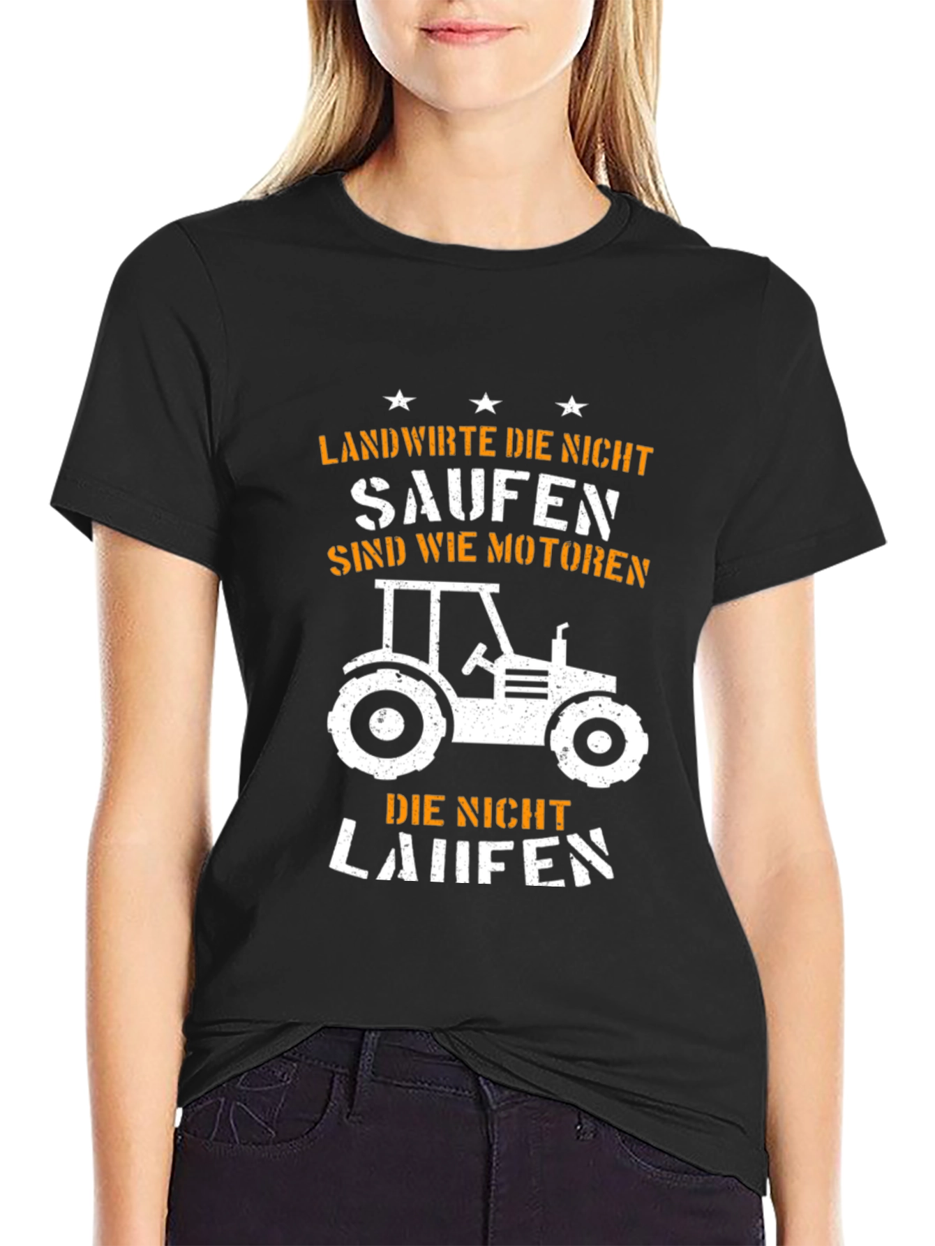 Camiseta Negra Granjero Tractor - Humor Alemán